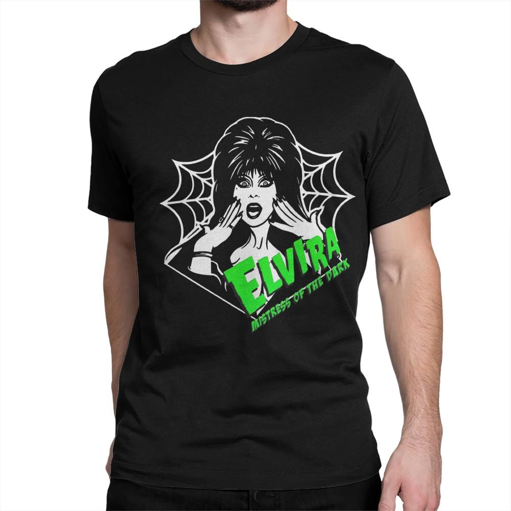 Vintage Gewaschen Elvira Herrin der Finsternis Retro Gothic Bedrucktes Baumwoll-T-Shirt Herren Damen Tee Sommer Lässige Mode Kleidung Oberteile Streetwear