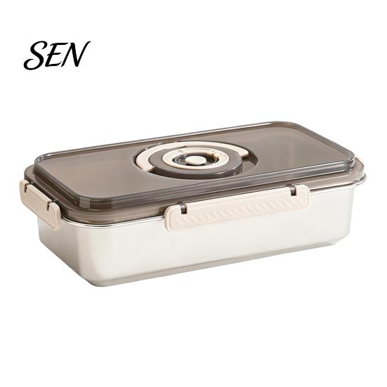 Portable Picnic Food Box Airtight Stainless Steel Bread Storage Box, Clear Lid And Date Recording Multi Purpose Dry Keeper Knob Keeper, Large