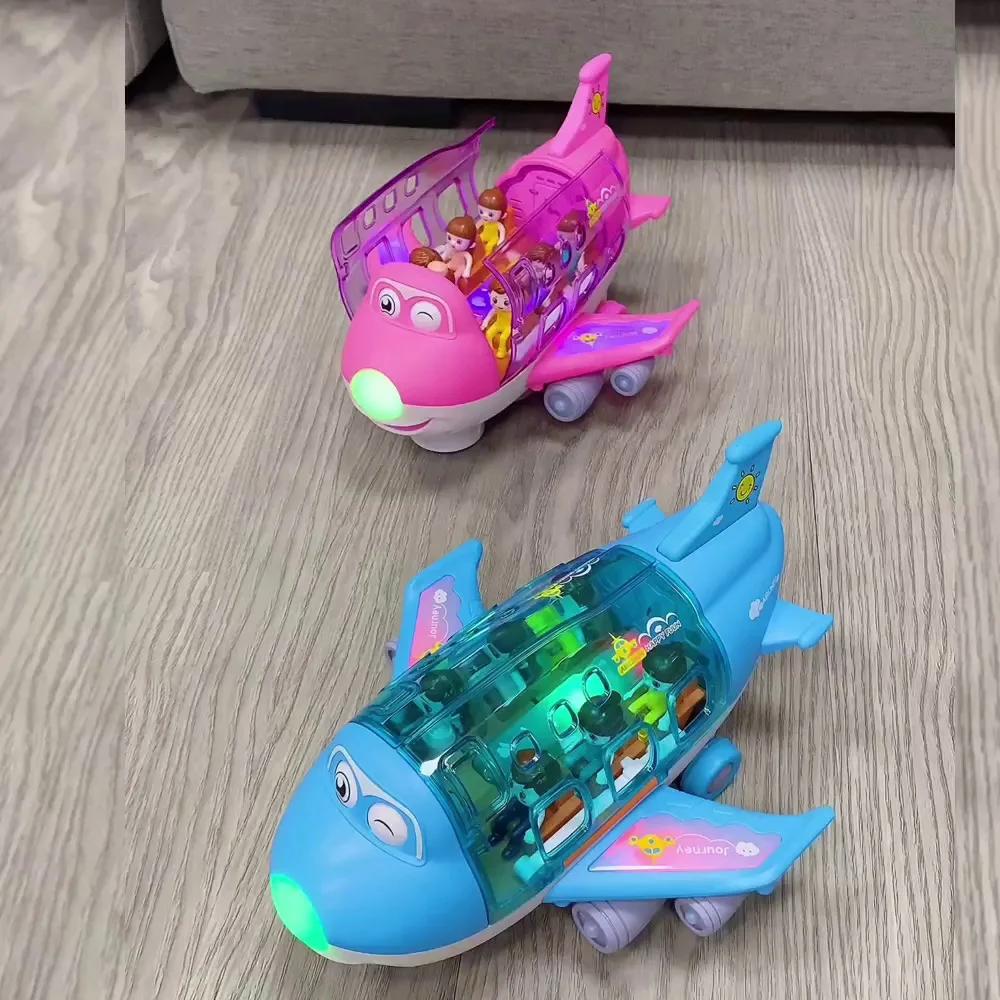 Non-Toxic Kids Electric Airplane Toy Aircraft Car Model With Music Simulation Traffic Plane Gift For Children'S Birthday Gift