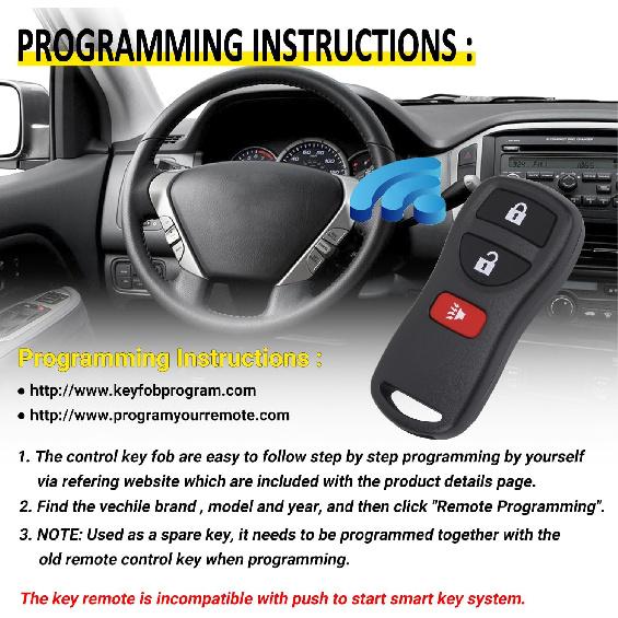 Keyless Entry Remote Key Fob Compatible with Infiniti FX35 FX45 QX4, Armada Pathfinder Frontier Murano Titan Quest Xterra Sentra, Replacement for