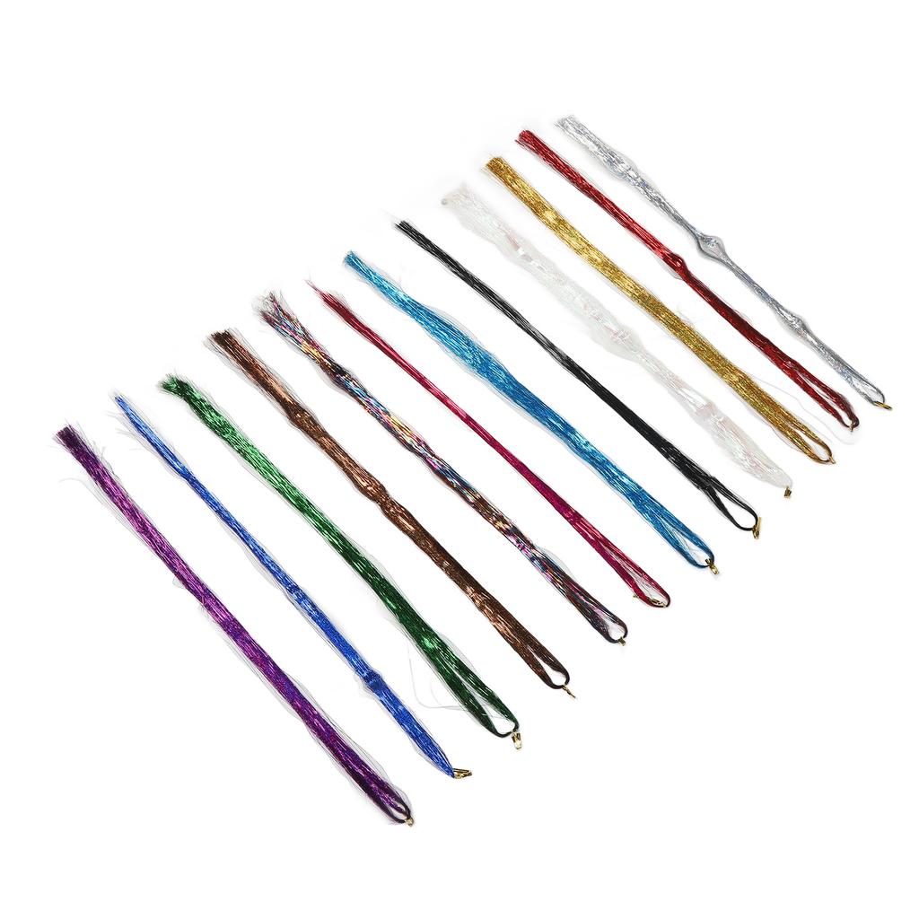 Colorful Hair Tinsel Extensions Kit PET Decoration Braiding Glittering Hair Tinsel Kit for Daily Life