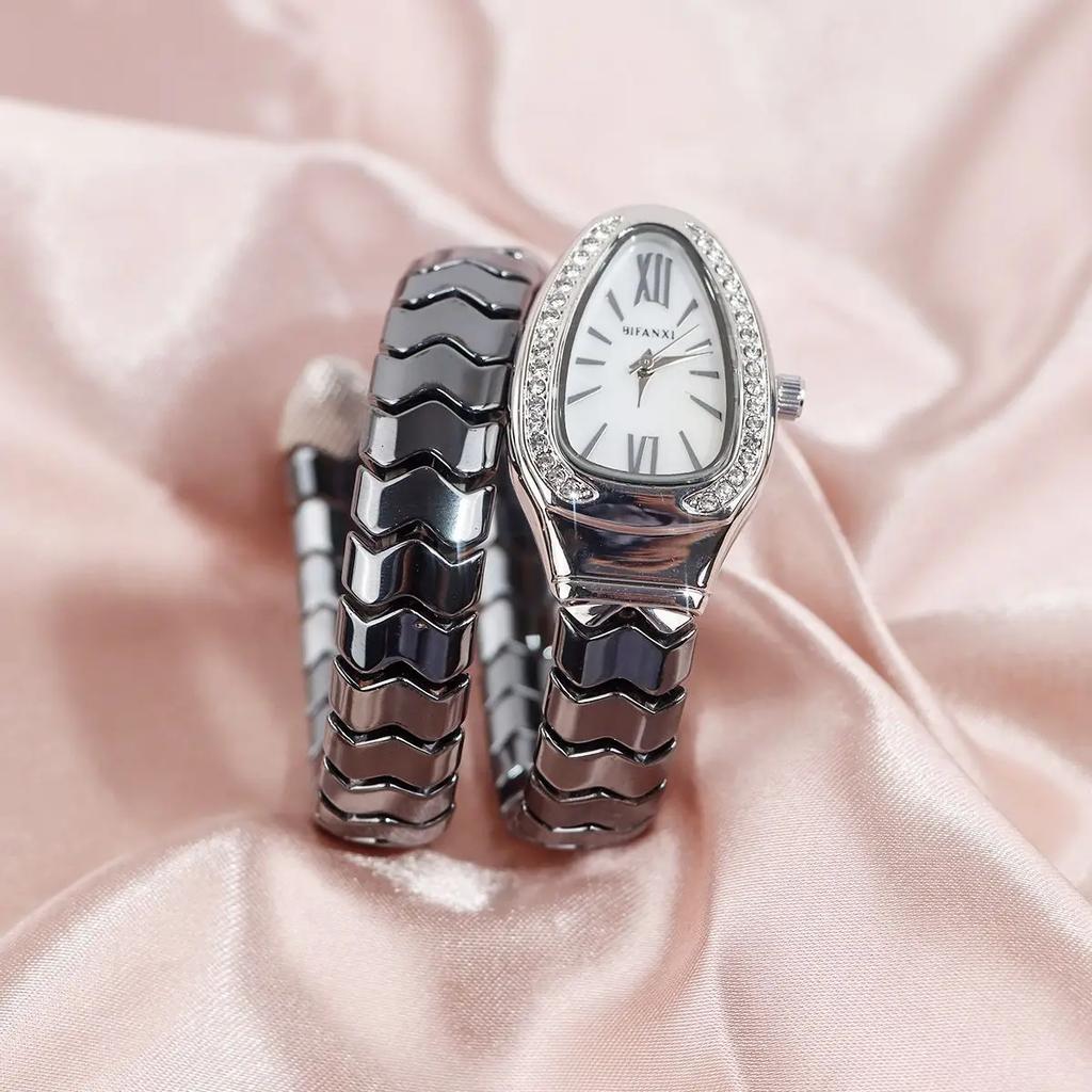 Fashion Black Snake Hot Sell Quartz Watches Women's Full Diamond Steel Strap Watch For Women Bling Unique Luxury Clock Relogio