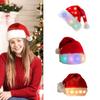 LED Christmas Hat, Light Up Christmas Hat Unisex Plush Beanie Holiday Hat with White Brim Christmas Party Props