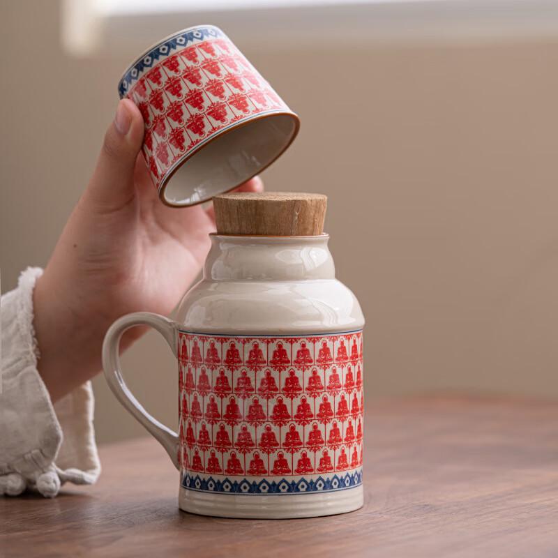 Zhinianhua Ru Kiln Ceramic Warming Mug with Lid