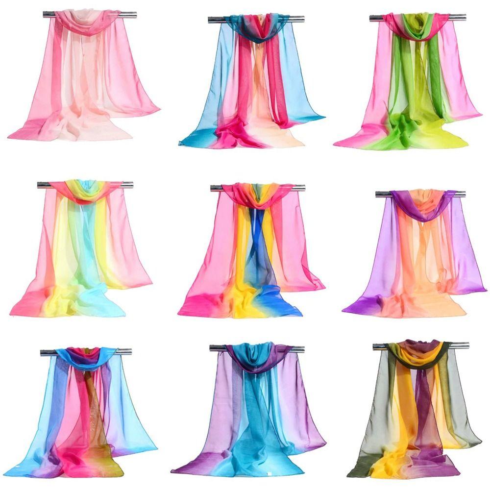 160*50cm Chiffon Scarf Sunscreen Beach Gauze Scarf Fashion Silk Scarf  for Women