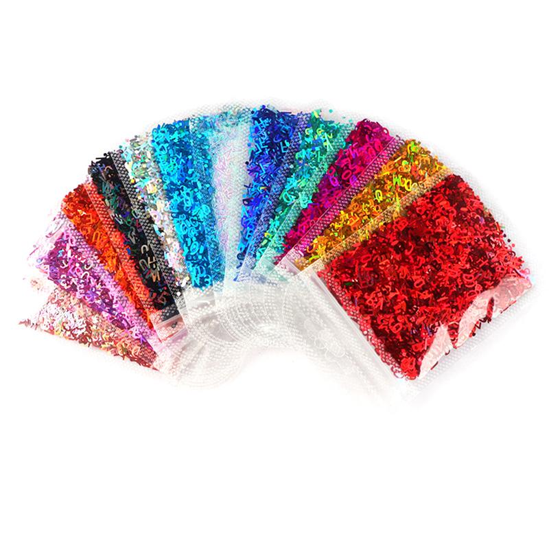 5 barev Abeceda Třpytky Epoxidová Pryskyřice Festival Hunky Dopisy Smíšené Flitry