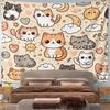 Cute Cartoon Cats and Whimsical Patterns Pattern Wall Hanging Tapestry Decorative Tapestry Home Decor for Bedroom and Living Room