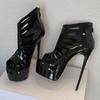 Eilyken Street Design Narrow Band Peep Toe Platform Ankle Boots Women Sandals Sexy Thin High Heels Prom Zipper Punk Shoes