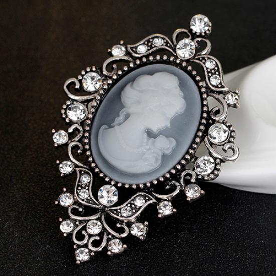 Vintage drahokamu Kytice Ženy Beauty Head Cameo Brož Pins Šperky Dárek