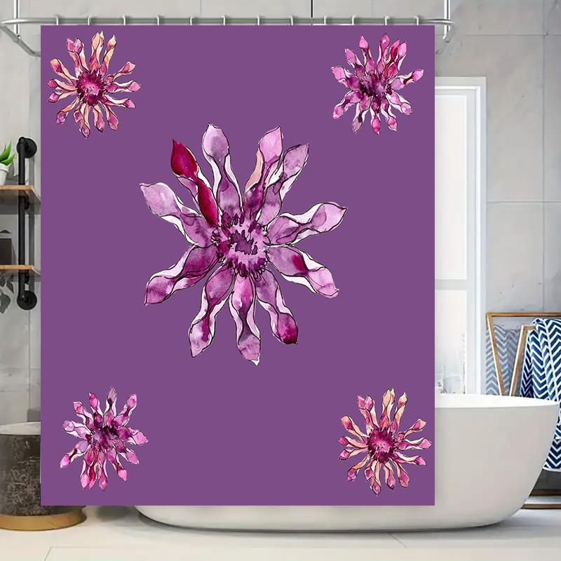 

Purple Shower Curtain with Watercolor Flowers Elegant Home Decor for Bathroom Perfect Gift Idea (20% OFF Today) 90x180cm