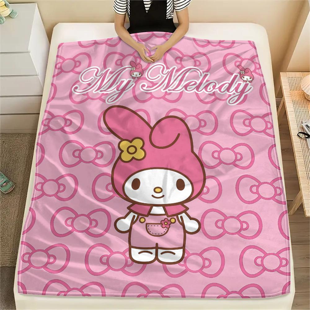 1PC My Melody Pink Print Flannel Blanket, High quality All Seasons, Home Decor, Warmth and Comfort, Perfect for Christmas Gifts