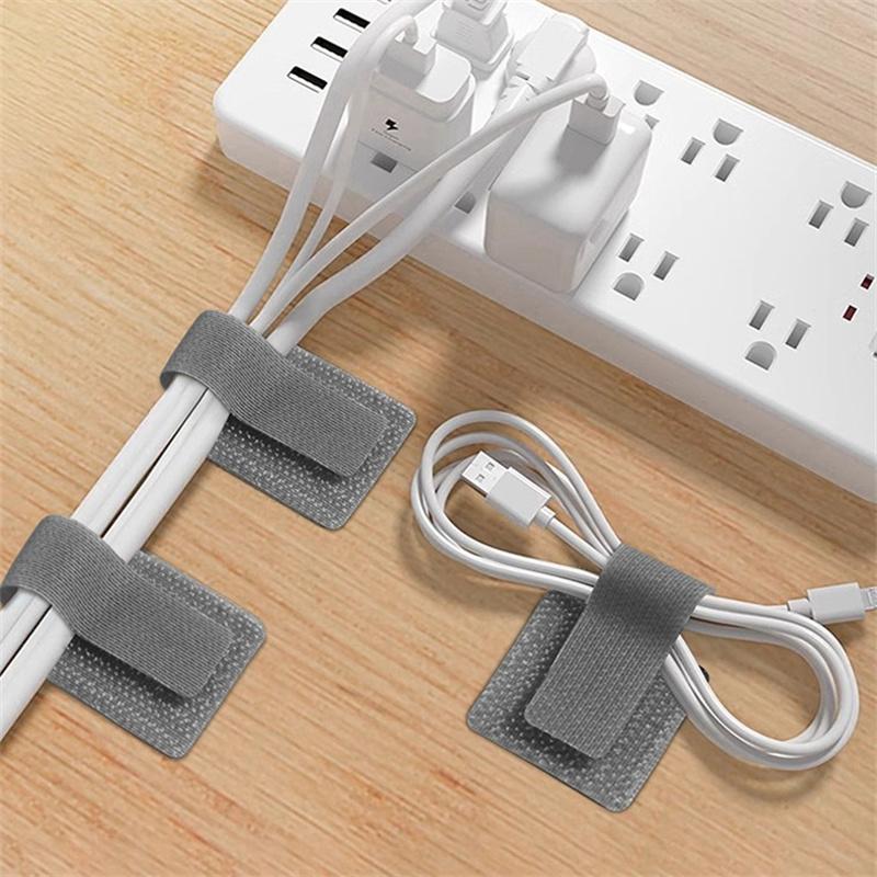 10/20/50PCS Reusable Cable Storage Boxs Sticker Desk Organizing Adjustable Cable Holder  Organizer Desktop Management Belt