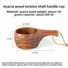 DIY Walnut Wooden Milk Cup Acacia Wood Salad Cup Solid Wood, Creative Mug with Handle Coffee Mug
