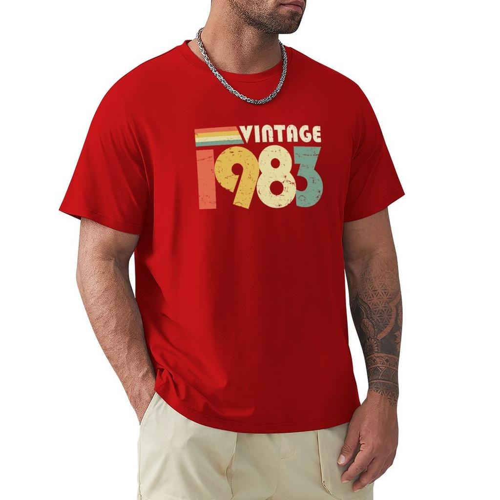 Vintage 1983 40th Birthday Gift Distressed Design TShirt Graphic T Shirts Short Tshirt Mens Plain T Shirts