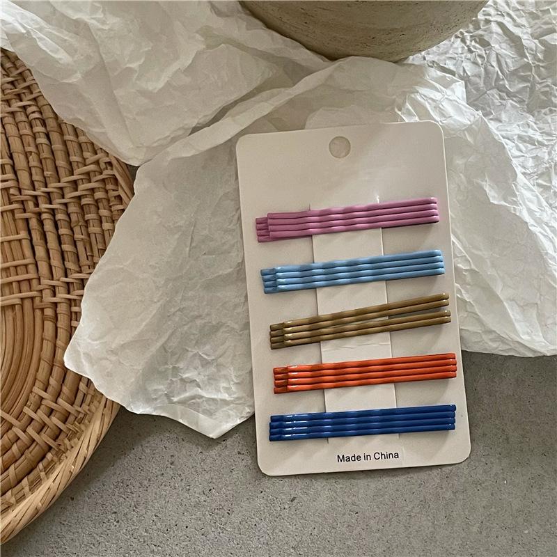 Cream Color Rainbow Wave One-word Clip Set Cute Girl with Broken Hair Bangs Clip Korean Version of The Hair Clip Side Clip