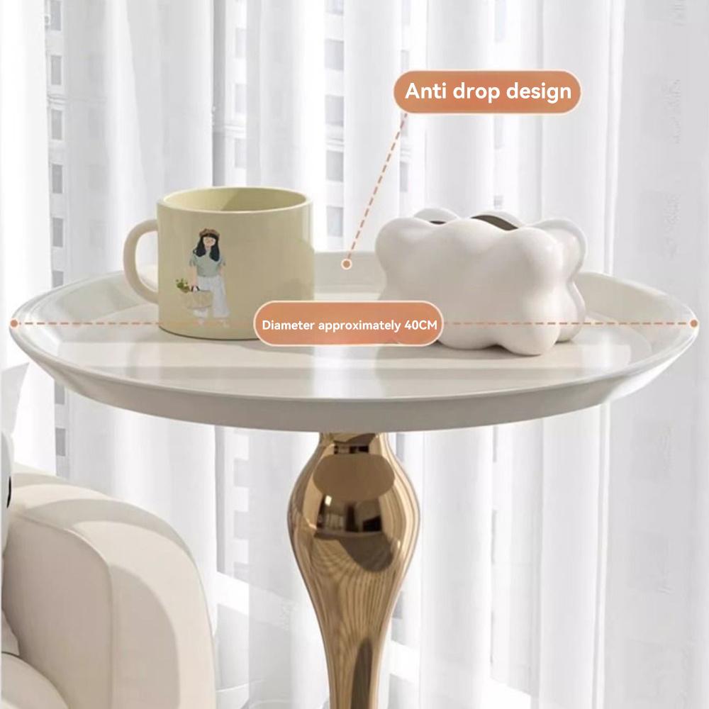 Light Luxury Small Coffee Table, Metal Top Sofa Side Table with Stable Anti-Tipping Base,Portable End Table for Home Cafe Office