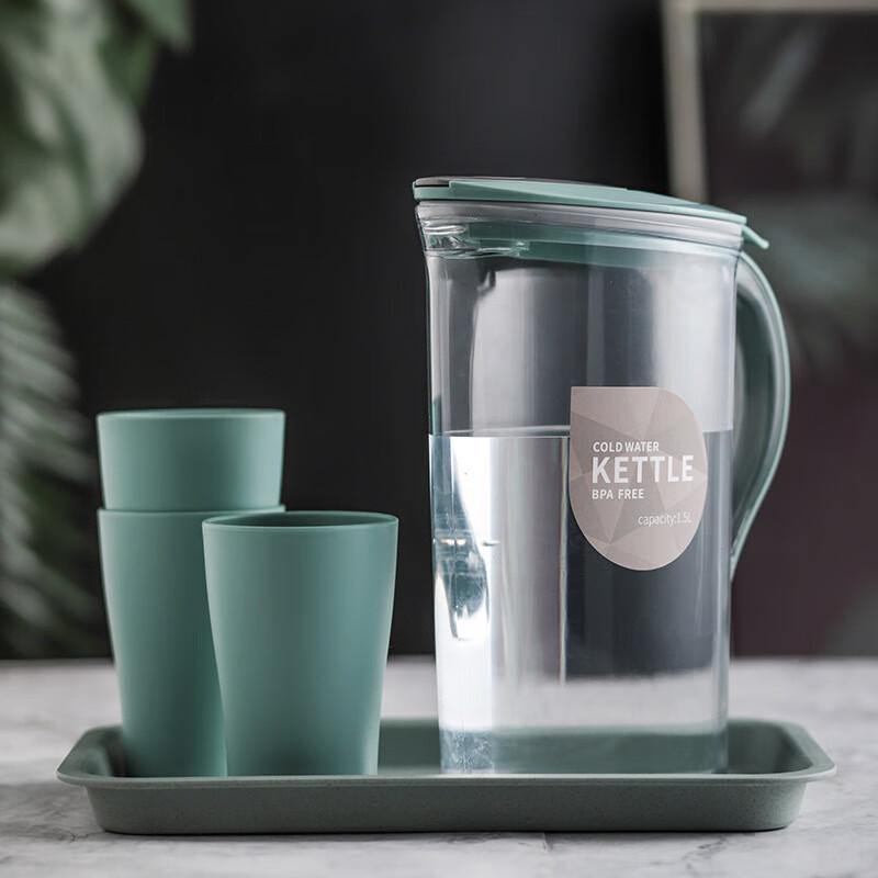 A1 Plastic Cold Water Pitcher & Cup Set 1.5L Pitcher + 3 Cups + Tray