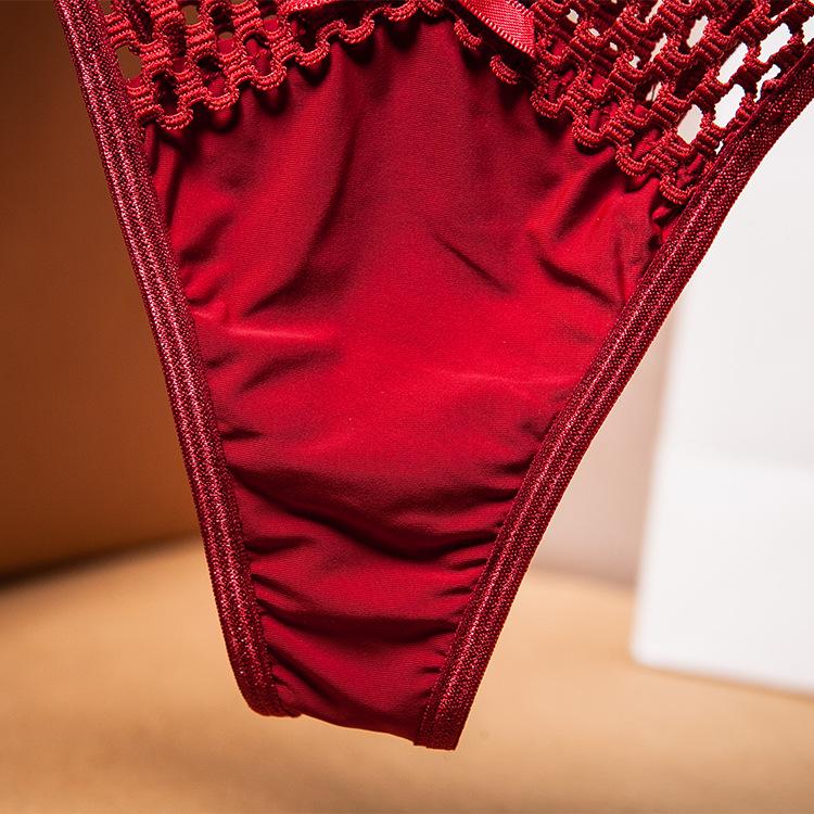 French Hollowed-Out Ice Silk Thong - Women's Fashion Low-Rise See-Through Strap Underwear