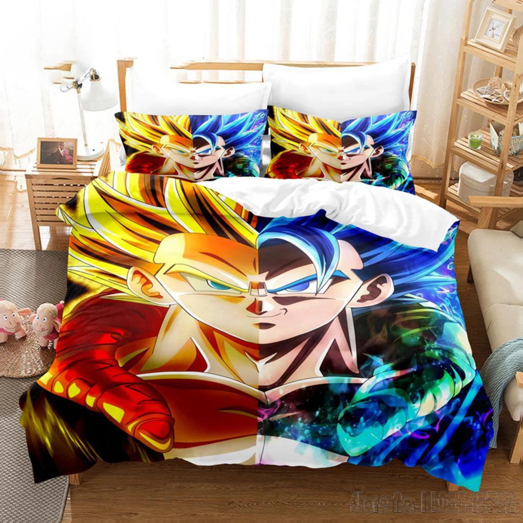 

Comforter Japanese Anime Dragon Ball Bedding Set Goku Double Queen King Size Kids Bedroom Home Textile Comforter (quilt)-EU Single(135*200cm)3pcs