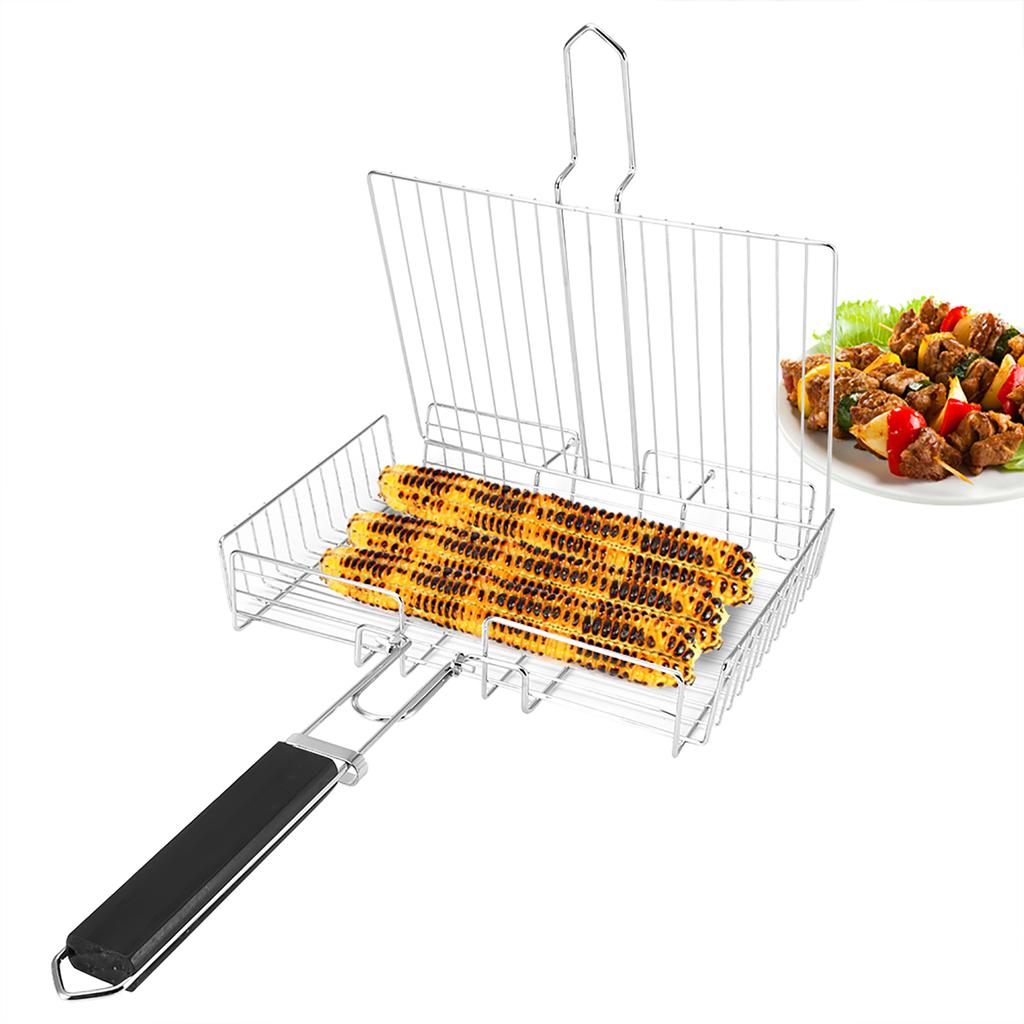BBQ Net Square Grilled Fish Chicken Net Clip Hand Held Grill Mesh Wire Clamp