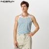 INCERUN Herren Sommer Ärmellose Tanktops Streifendruck Racerback Weste