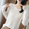 Fashionable Round-neck Knitted Sweater for Women In Autumn and Winter Thin Cut-out Sweater Loose Long-sleeved Pullover
