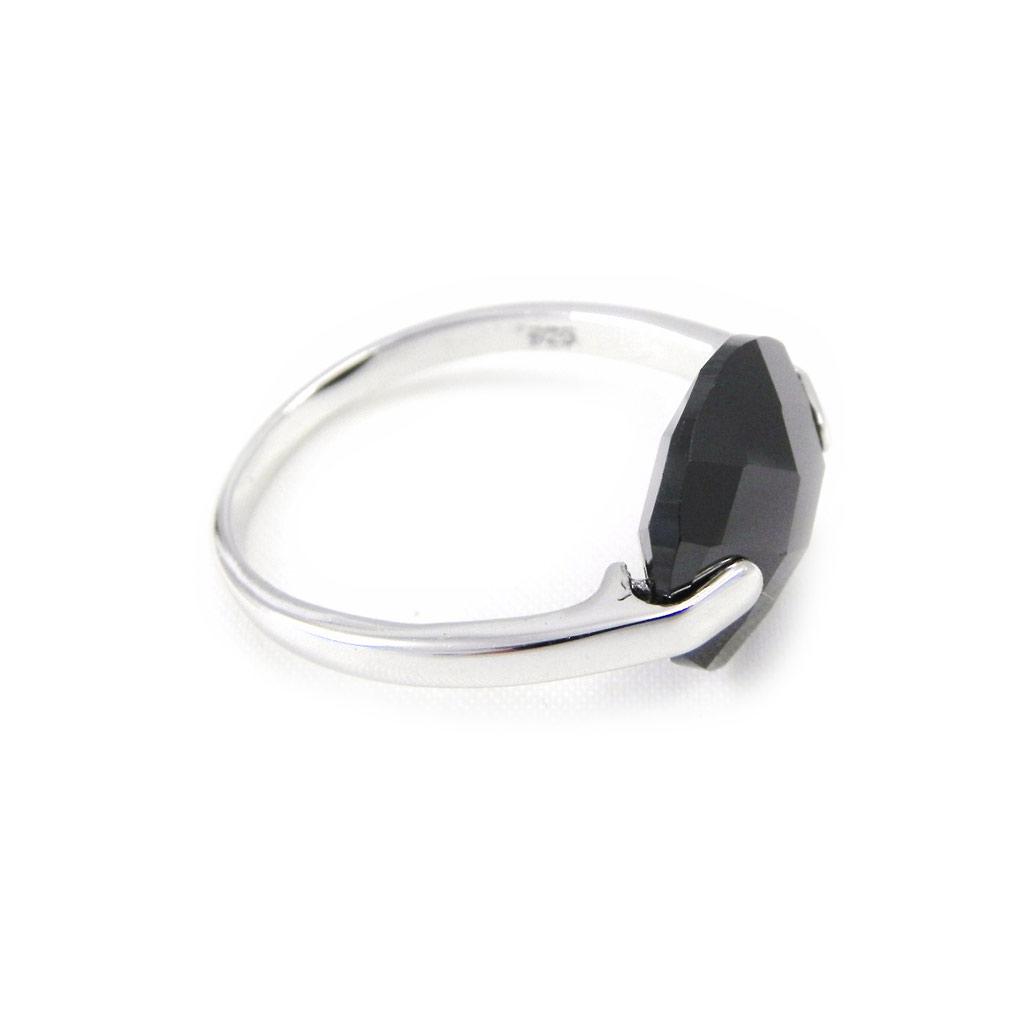 Silver Ring 'Linda' Black Silver (rhodium Plated) - 14x12 Mm