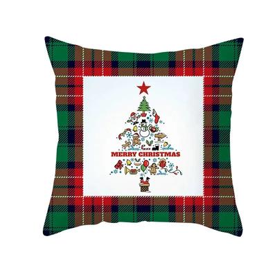 Rot und Grün Karierter Kissenbezug 45x45cm Weihnachtsdekoration Kissenbezug Heimdekoration Wohnzimmer Sofa Sitz Auto Kissenbezug