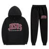 Letter Print Hoodie Sweatpants Set Men Women Casual Tracksuit Long Sleeve Sportswear