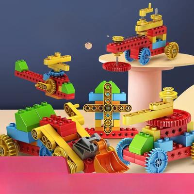 Ciência e Educação do Iluminismo Blocos de construção de quebra-cabeça montados Blocos de construção de engrenagens de partículas grandes