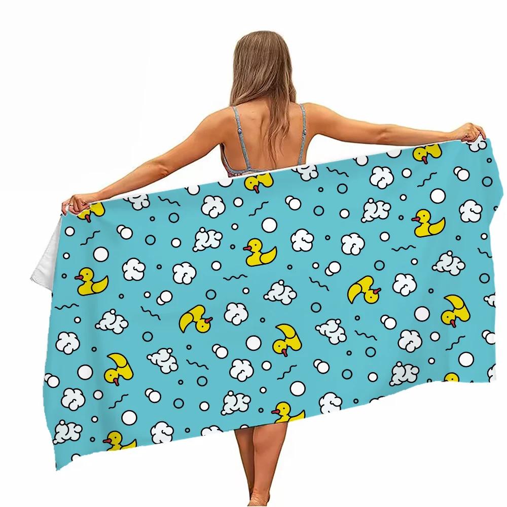 Extra Large Quick-drying Microfiber Beach Towel with Chic Duck Design - Super Absorbent, Lightweight and Stylish