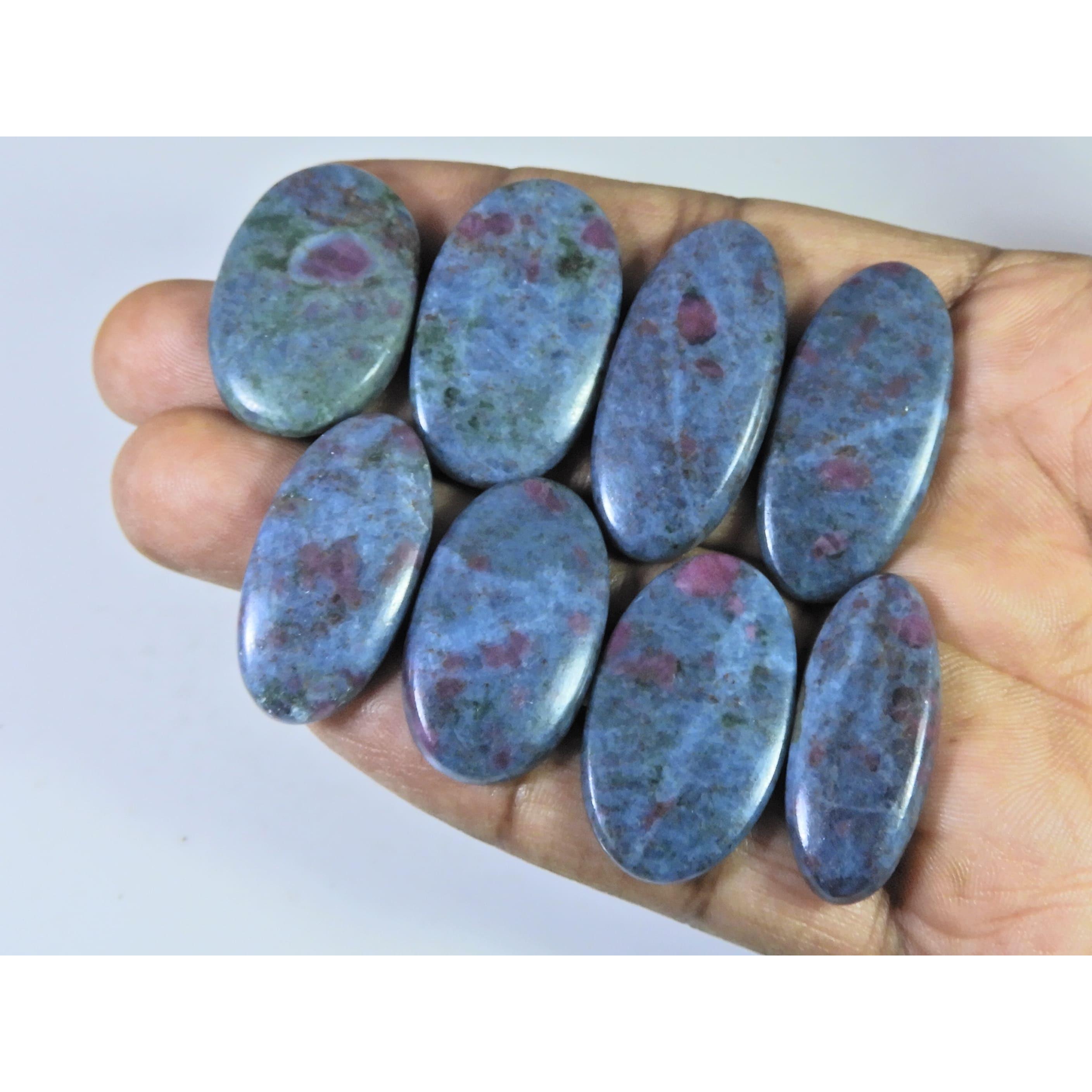 297Cts. Natural Ruby in Kyanite Oval Cabochon Loose Gemstone 08 Pcs Lot C-1301