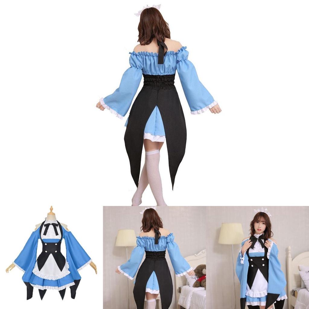 Elegant Re Zero Kara Hajimeru Lsekai Seikatsu Rem Ram Maid Dress Cosplay Costume Outfit With Exquisite Workmanship