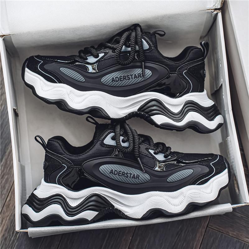 

2025 new thick-soled heightening dad shoes men s mesh sports shoes student casual men s shoes GZ01-1 39 чёрный