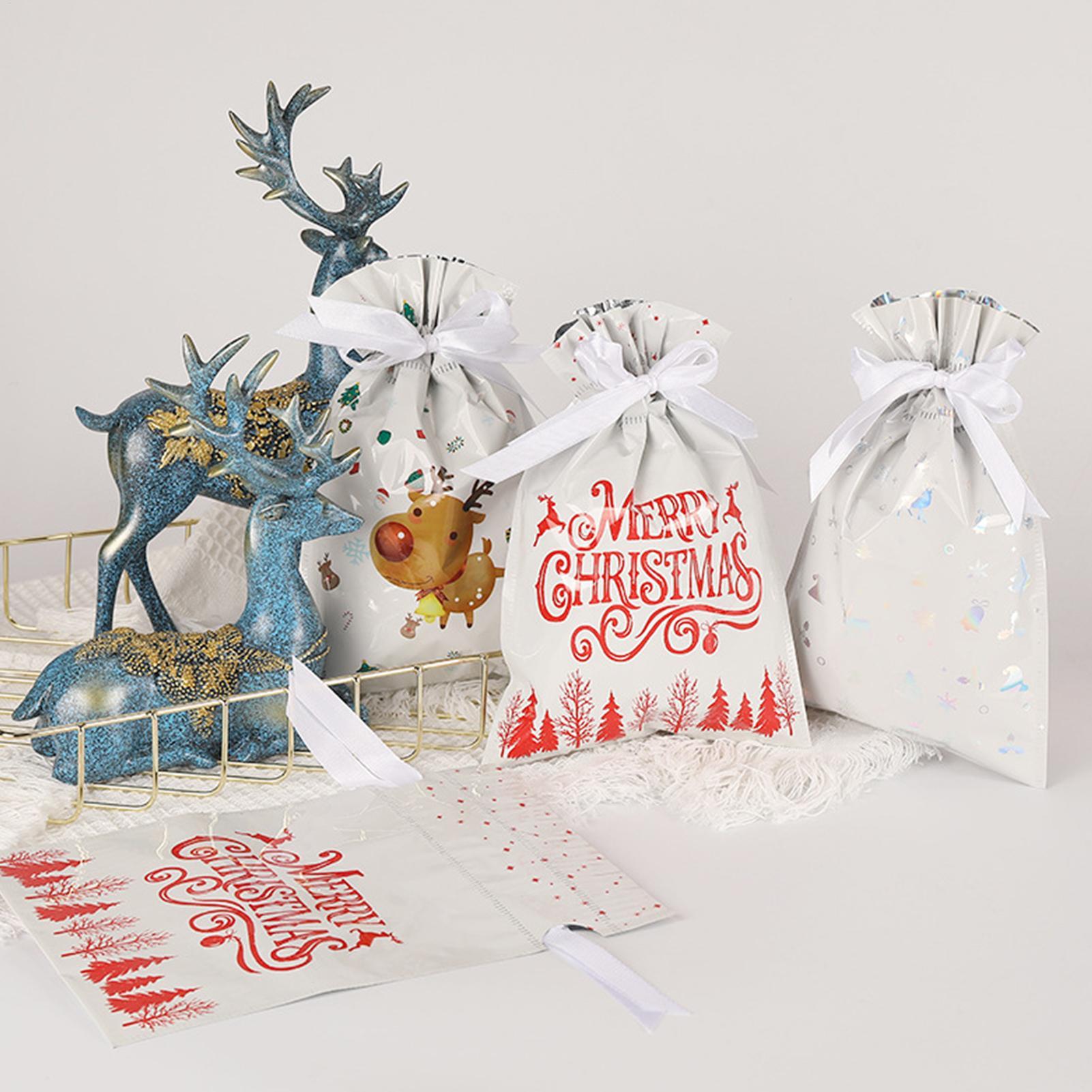 Christmas Bags 33-Piece Festive Reusable Colorful Merry Christmas Drawstring Pouch For Cookie Snack Chocolate Party Favors Toys 20x30cm