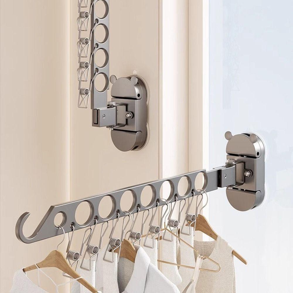 Wall Mounted Folding Drying Rack Space Aluminum Clothing Organizer  Bathroom