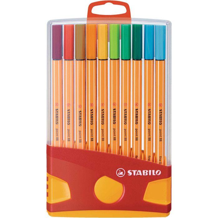 Stylos Feutre - STABILO - Point 88 - 20 Couleurs Assorties - Pointe Fine - Capuchon Ventilé