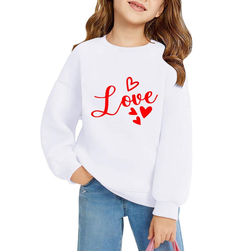 Mädchen Rundhals-Pullover für Kinder Bedruckte Baby-Oberteile Valentinstag