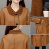 Women Autumn Winter Mid-length Leather Jacket  Female New Fashion Fur Lamb Fur Trench Coat Women Foreign Style Jacket