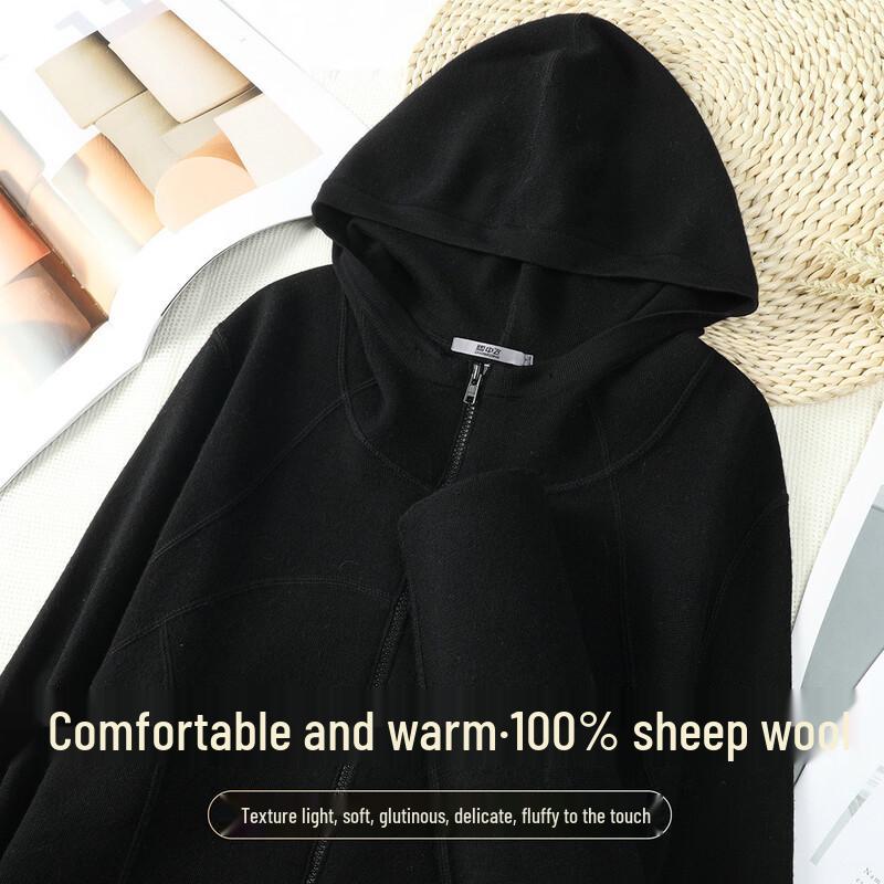 SNOWFLYING Women s Merino Wool Hooded Cardigan L
