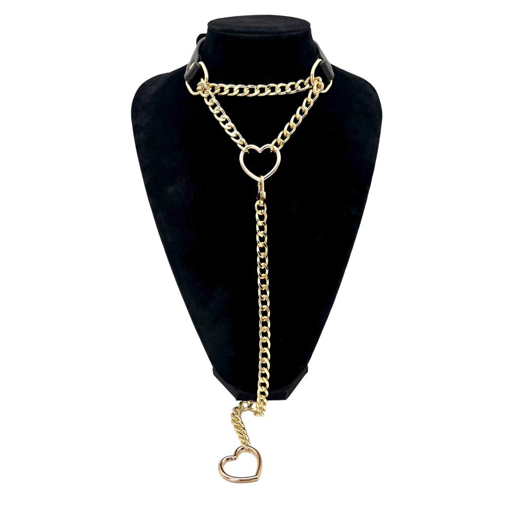 Love Collar Necklace Men's and Women's Flirting Chain Heart Lock Pendant Neck Strap Clavicle Chain