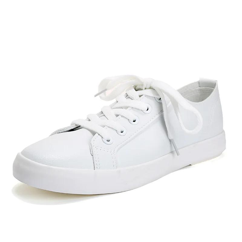 Fashion New Leather White JK Sneakers High-quality Leather Breathable Casual Shoes Student Lace-Up Flat Sports Shoes Women Canvas Shoes