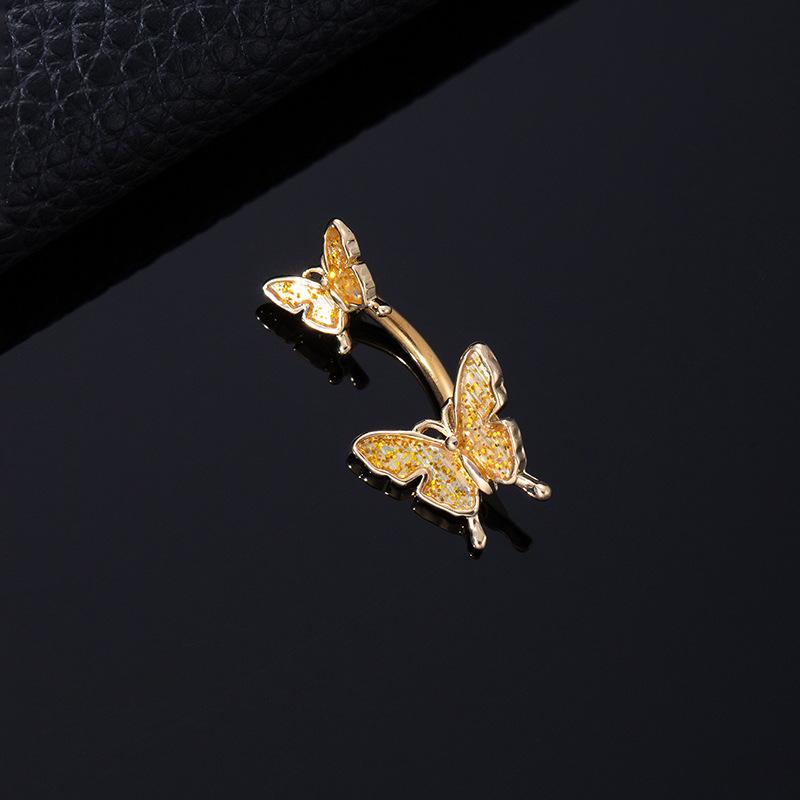 Color Zircon Spiral Piercing Navel Nail Color Butterfly Wind Navel Clip Rabbit Navel Buckle