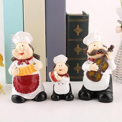 Fat Chef Kitchen Decor 3Piece Holding Instrument Decoration Chef Figurines Kitchen Decor For Home Dining Restaurant Pantry Theme
