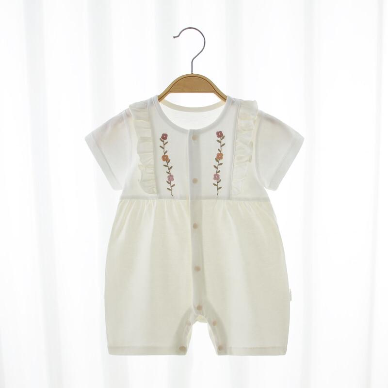 Qiaojiaoya Baby Girl Summer Short Sleeve Cotton Romper Bodysuit 73cm