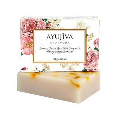 Soap with Goat Milk, Honey, Jasmine and Saffron (100 G), Luxury Classic Goat Milk Soap With Honey, Ayurveda