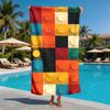 Bunte Muster aus Bausteinpartikeln Polyester-Mikrofaser Strandtuch ist sehr saugfähig, geeignet für Schwimmstrand