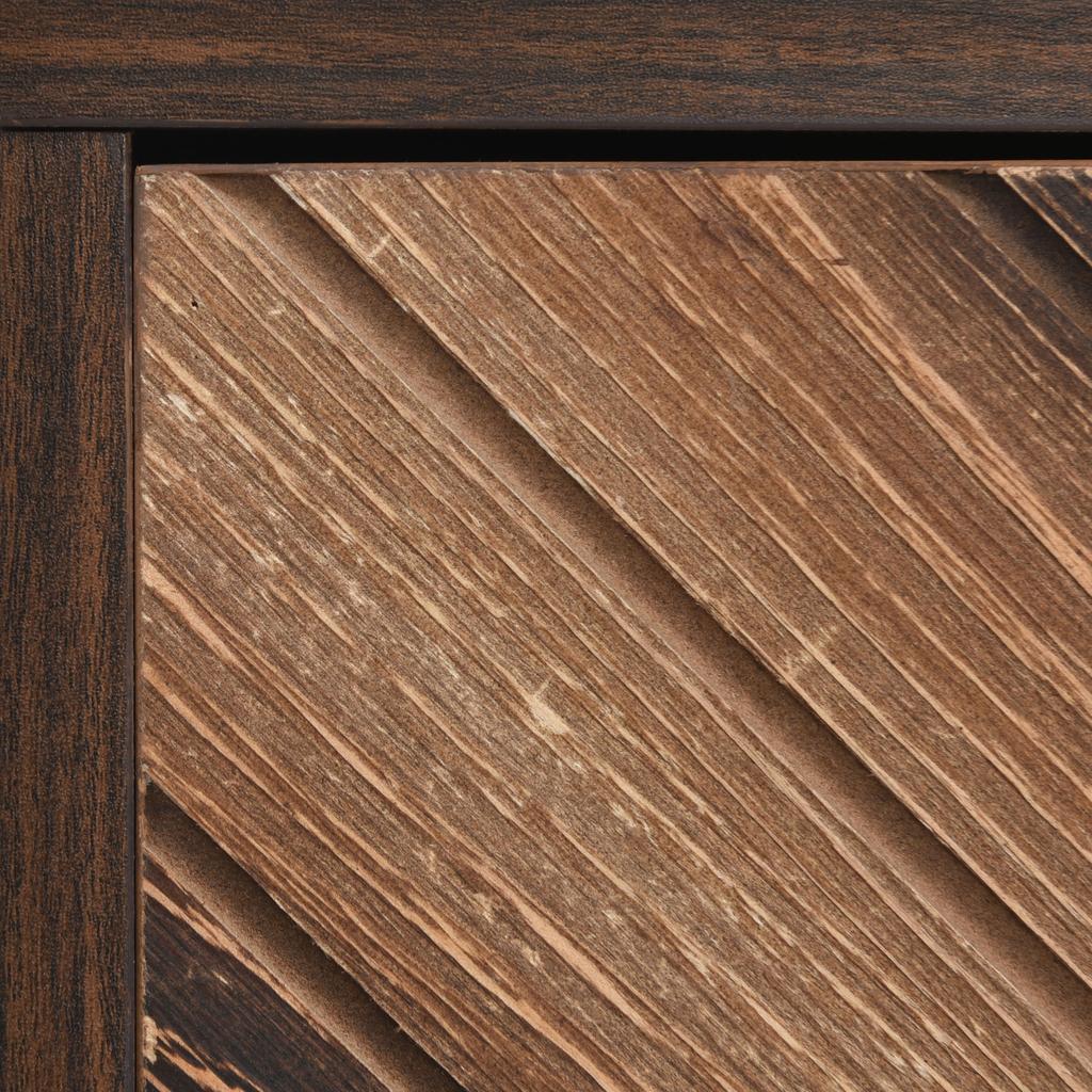 Exclusive sideboard with three doors, with stylish details and generous storage space. Door made of solid wood veneer, concave and convex texture.