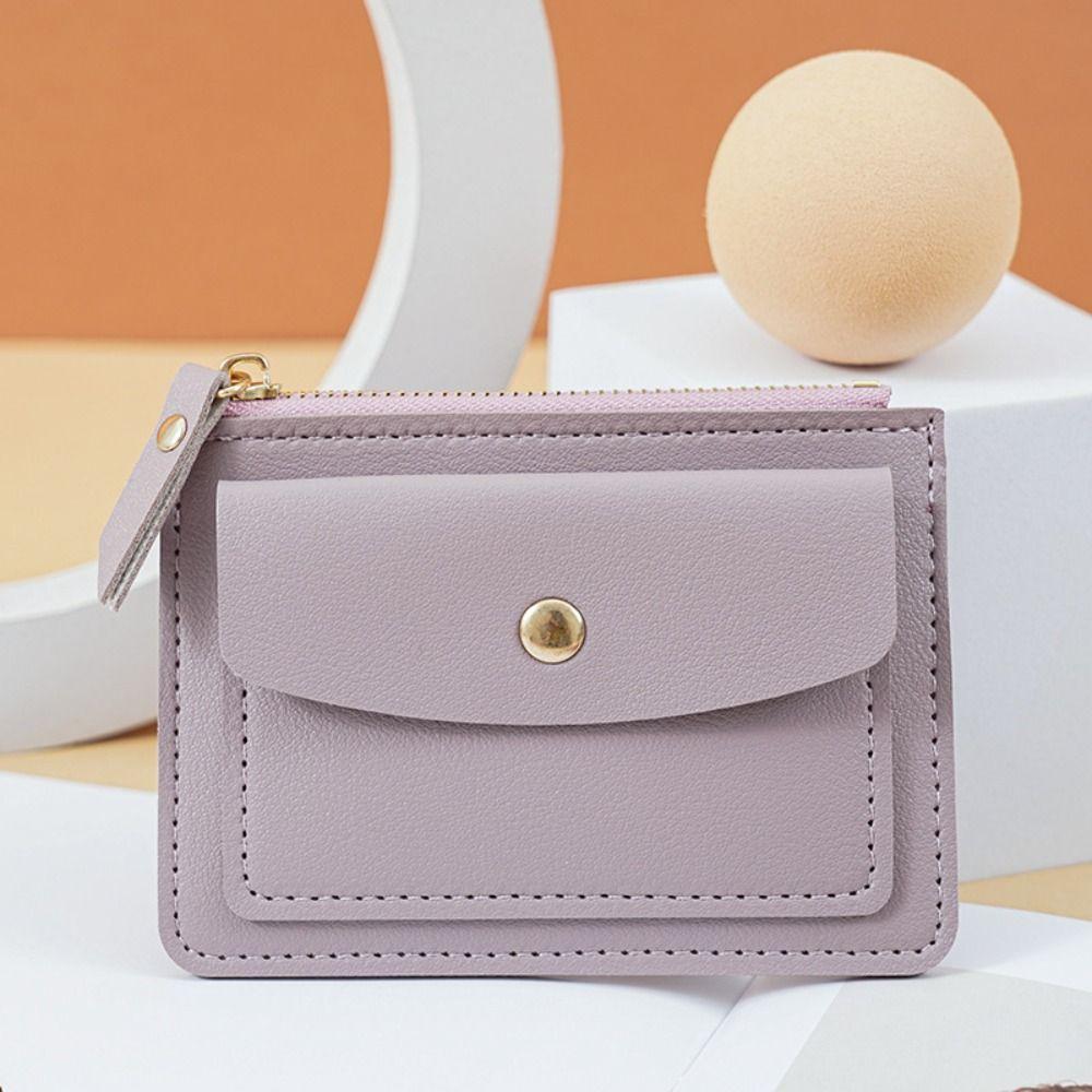 Multifunctional Leather Coin Purse Square Short Credit Card Holder Zipper Short Wallet  Travel