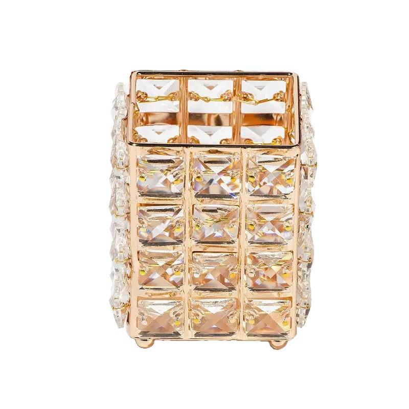 European Gold Crystal Makeup Brush Storage Tube